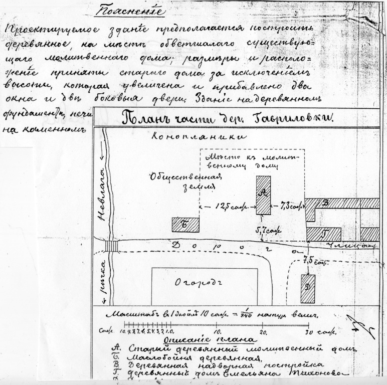 9. План участка в Гавриловке, где располагался молитвенный дом. 1889 год.